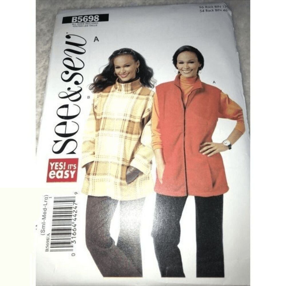 See & Sew B5698 Misses Unlined Vest And Jacket  Pattern New All Size, Easy.